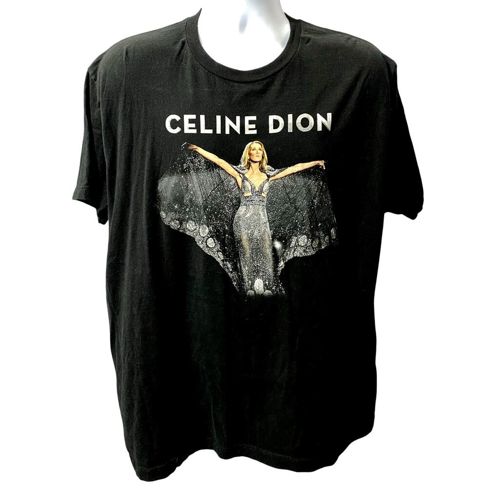 CELINE DION COURAGE TOUR SHIRT — Black 2019-2020 Concert Graphic Tee Men's XL